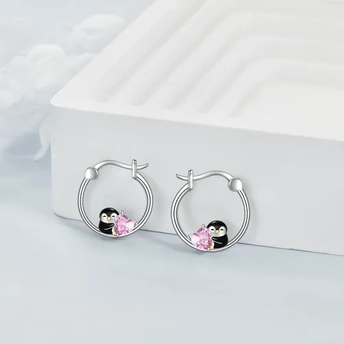 Vista 4 de POPLYKE Aretes de aro de animales para mujer, de plata de ley 925, hipoalergénicos, joyería para regalo de cumpleaños