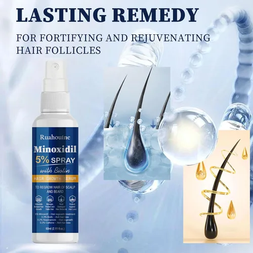 Vista 7 de Suero en Spray de Crecimiento Capilar con 5% de Minoxidil, Tratamiento para el Recrecimiento del Cabello para Hombres y Mujeres, Fortalece y Engrosa