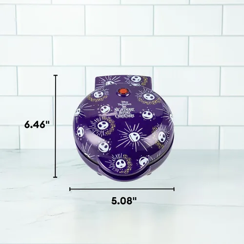 Vista 3 de Uncanny Brands Nightmare Before Christmas Jack Skellington Mini waflera - Pequeño aparato de cocina