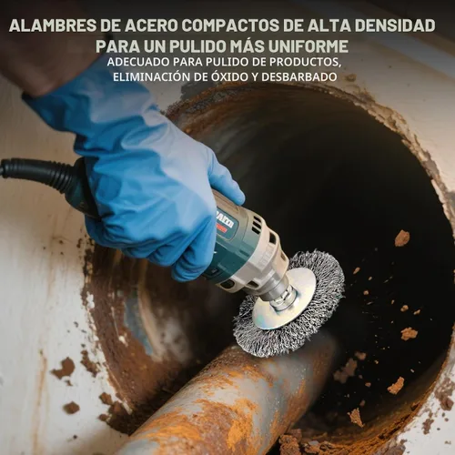 Vista 4 de Cepillos de alambre de 2 pulgadas para taladro, kit de cepillos de rueda de alambre de acero inoxidable con vástago hexagonal de 1/4 pulgadas, 6