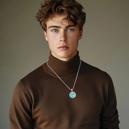 Vista 140 de Joyas de turquesa para mujeres y hombres de plata de ley 925 con colgante de urna para cenizas, collar con medallón de imagen, martillo de Thor