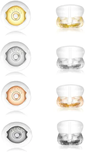 Vista 12 de Respaldos de Aretes, Respaldos de Aretes de Silicona de Oro 18K para Aretes de Botón/Orejas Caídas, Respaldos de Aretes con Cierre de Seguridad