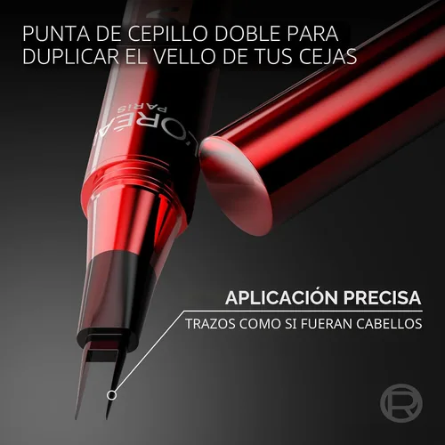 Vista 2 de L'Oréal Paris Faux Brow, Lápiz para cejas de aspecto capilar, con punta de doble cepillo, maquillaje de cejas rápido y preciso, castaño oscuro, 0.04