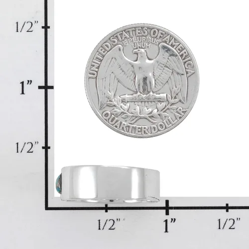 Vista 4 de Anillo turquesa de plata de ley 925 con piedras preciosas auténticas, tamaño 6 a 11