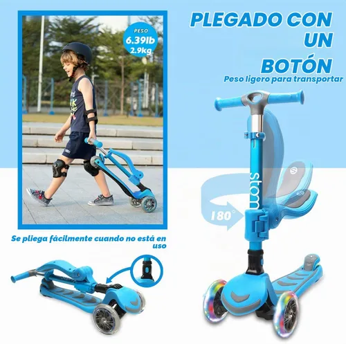 Vista 6 de Toddler Scooter 2-in-1 Light Up 3 Wheel Scooters with Seat for Ages 3+