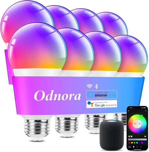 Vista 10 de Bombillas LED inteligentes, bombilla que cambia de color de 9 W, compatible con Alexa y Google Assistant, bombillas Bluetooth WiFi de 2.4 GHz