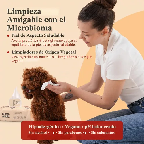 Vista 2 de LUMI-NOBLE. Toallitas para mascotas para perros y gatos, toallitas