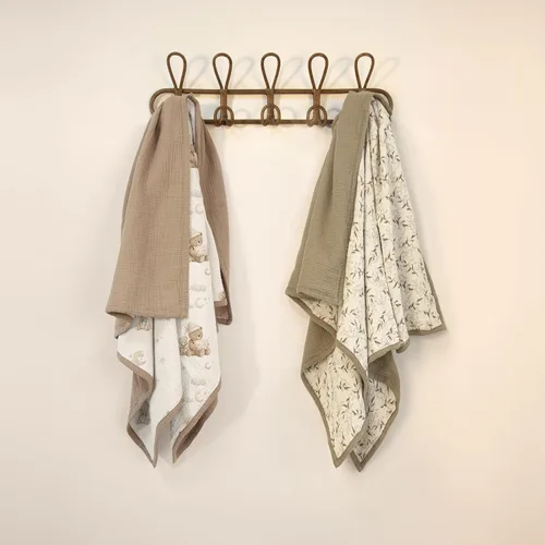 Vista 7 de lulumoon Manta de muselina neutra para bebé, ropa de cama de algodón transpirable para cuna para niños pequeños, 4 capas suaves y ligeras