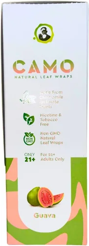 Vista 3 de Envolturas de hojas naturales afganas de camuflaje de varios sabores – 125 (25 x 5) envolturas de hojas por caja – (guayaba) con una calcomanía