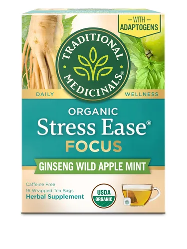 Vista 10 de Traditional Medicinals Orgánico, Stress Ease Calm con Adaptógenos, Ashwagandha y Honeybush - Promueve la Relajación - Kosher, Sin OGM, Sin Cafeína