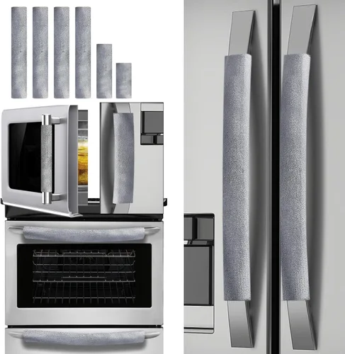 Vista 8 de Volecy - Juego de 6 fundas lavables de terciopelo para manijas de puerta de refrigerador, manija de electrodoméstico para refrigerador, microondas