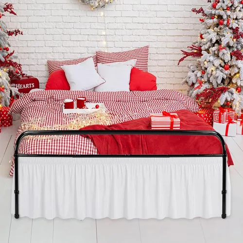 Vista 28 de Biscaynebay Faldas de cama envolventes con esquinas divididas para camas Twin/Twin XL de 15 pulgadas de caída, volantes de polvo elásticos Negro