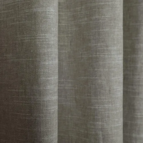 Vista 3 de TWOPAGES Juego de 2 paneles de cortinas de algodón de lino natural, filtrado de luz, protección de privacidad, cortinas plisadas grises para sala