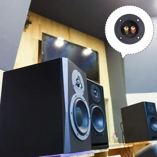 Vista 5 de 10 terminales de caja de subwoofer de 2 vías: caja de altavoz de conectores con resorte de empuje de placa dorada redonda de doble encuadernación