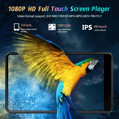 Vista 5 de Reproductor MP3 de 5 pulgadas con sistema operativo Android 13, reproductor MP3 de 96 GB con Bluetooth y WiFi, reproductor MP4 HD 1080P, reproductor