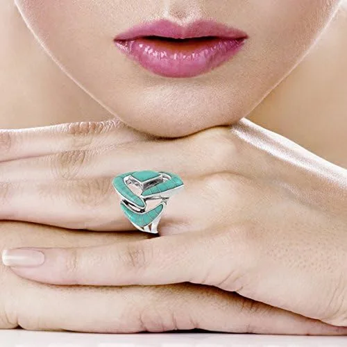 Vista 2 de Anillo turquesa en plata de ley 925 y turquesa auténtica (elige color)
