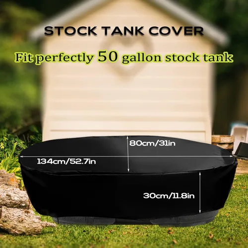 Vista 2 de TOYMIS Cubierta para tanque de almacenamiento ovalada resistente al calor, impermeable, negra, 52.8 x 31.5 x 11.8 pulgadas, personalizada, sólida