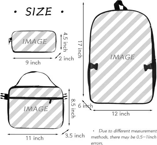 Vista 2 de CEPEPRIN Mochila juvenil con estampado de anime, juego de 3 piezas, con bolsa de almuerzo, bolsa para lápices