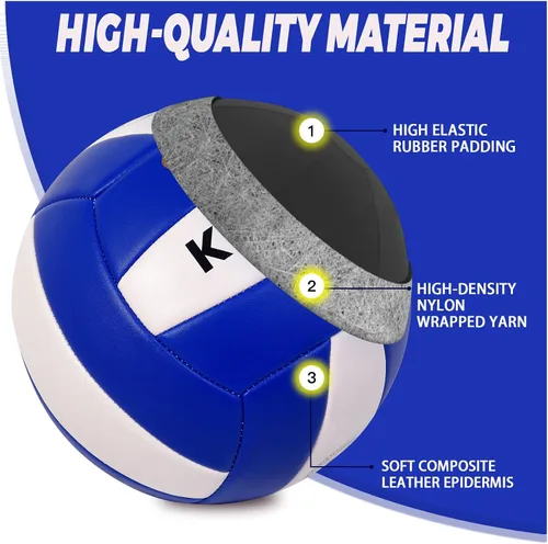 Vista 6 de KUYUTQ Beach Volleyball Official Size 5 for in & Outdoor, Sand Volley Ball with Thickened Soft Leather Cover Outdoor Volleyball, Machine Stitched
