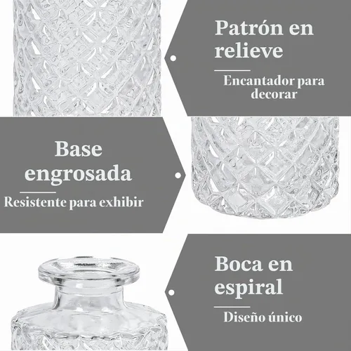 Vista 3 de Jarrón de cristal transparente, paquete de 20 jarrones Living Bud, pequeños jarrones de diamante a granel, mini jarrones de flores para centro