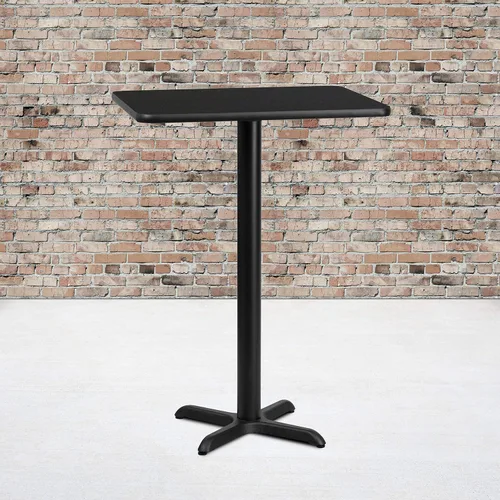 Vista 2 de Flash Furniture Stiles - Mesa rectangular laminada negra de 24 x 30 pulgadas con base de mesa de altura de barra de 22 x 22 pulgadas