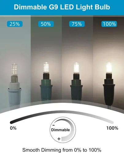 Vista 3 de Paquete de 10 bombillas LED G9 regulables 5000K luz diurna blanca, 4W 40W equivalente a T4, 450 LM, base G9 bi-pin para iluminación del hogar