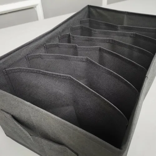 Vista 7 de FixtureDisplays® Organizador de armario para armario, papelera de almacenamiento de tela con 7 ranuras, color gris oscuro, divisores de cajones
