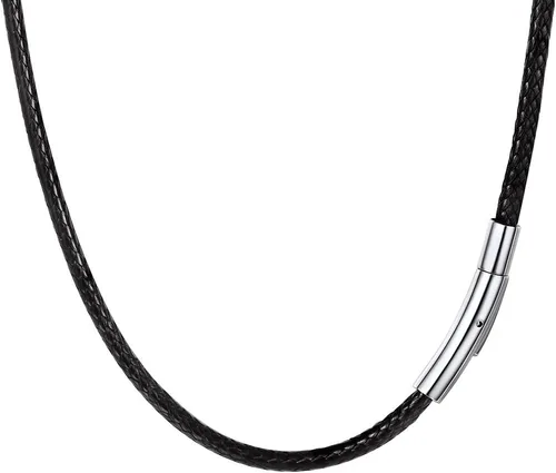 Vista 18 de PROSTEEL Collar de cuero impermeable para hombre, 0.079 in/0.118 in, 16 a 30 pulgadas, con cierre de acero inoxidable, cadena de bricolaje