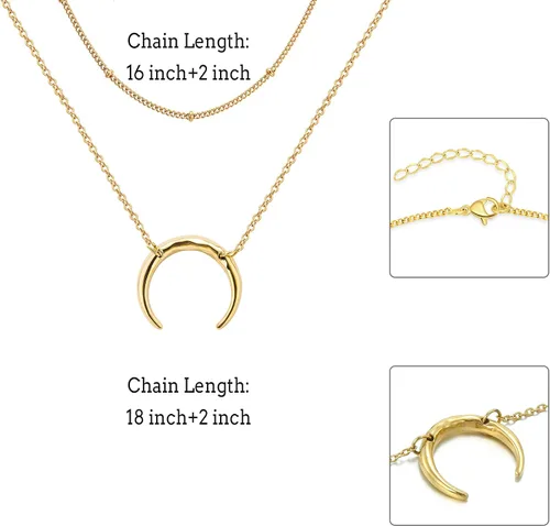 Vista 7 de Bestelly Layered Necklace for Women- 14k Gold Plated Dainty Disc Choker Necklace Coin Disc Pendant Necklace for Women