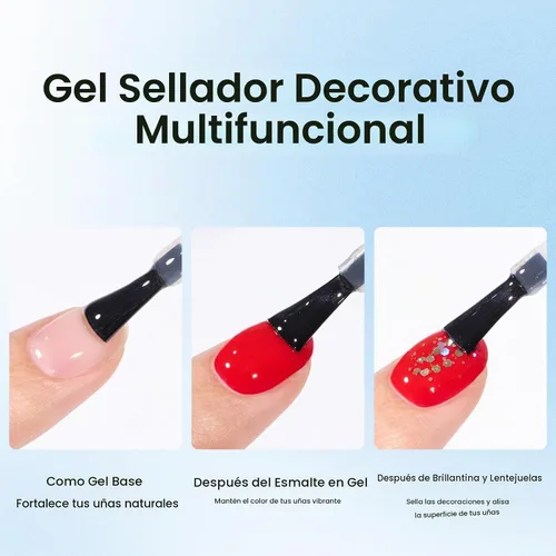 Vista 6 de Beetles - Esmalte de gel cromado y gel de sellado decorativo, 2 unidades, 0.3 fl oz Acabado de brillo en polvo cromado y de larga duración