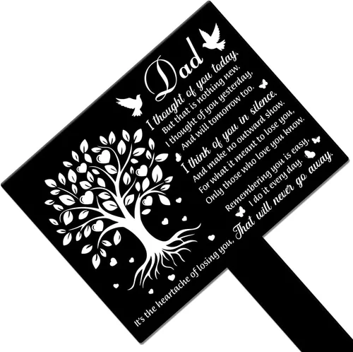 Vista 2 de GLOBLELAND Estaca rectangular de paloma de árbol para el padre, placa conmemorativa, estaca acrílica impermeable para jardín de condolencias