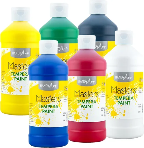 Vista 30 de Handy Art Little Masters - Pintura al témpera, kit de 4 galones, blanco, amarillo, rojo, azul