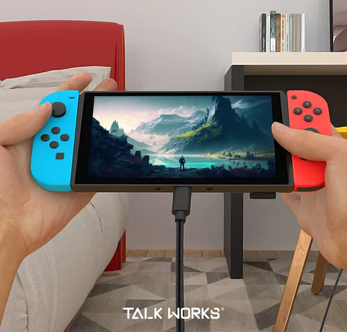 Vista 8 de TALK WORKS USB C Charger Cable for Nintendo SwitchLite + Switch OLED & Pro Controller - 6ft Nylon Braided USB Type C Charging Cable - Slate