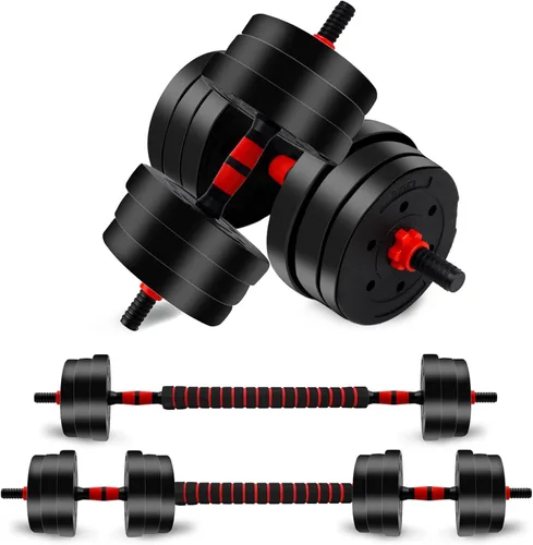 Vista 8 de Adjustable Dumbbells Set, Upgrade Free Weight Set with Connecting Rod, 3 in 1 Dumbbell Set Used as Dumbbells, Barbell, Push Up Stand, Fitness Negro
