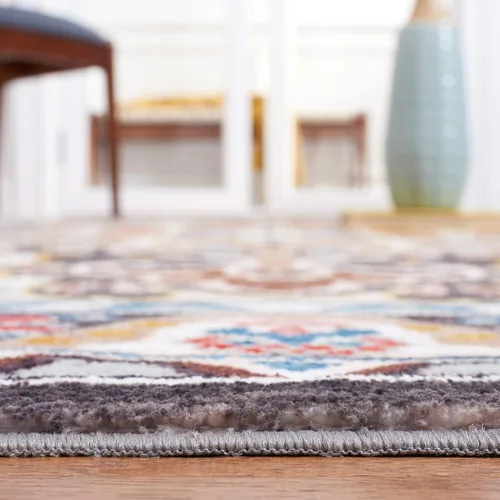 Vista 4 de SAFAVIEH Riviera Collection - Alfombra lavable de 2 pies 2 pulgadas x 9 pies, beige y carbón, antideslizante y fácil de limpiar, ideal para sala