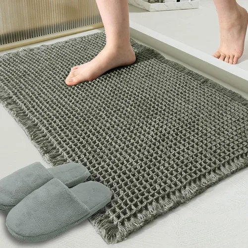 Vista 17 de ZALL - Tapete de baño de punto gofre beige, súper absorbente, antideslizante, largo, color crema, 24 x 72 pulgadas, lavable a máquina, ultra suave
