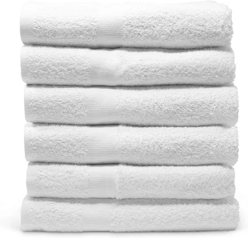 Vista 11 de Pacific Linens Juego de toallas de baño finas y ligeras de uso comercial, 22 x 44 pulgadas, 100% algodón, de alta absorción, secado rápido Rayas