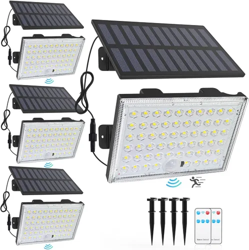 Vista 11 de LumiZen Luces solares para exteriores con sensor de movimiento, 3 modos de luces solares blancas frías, luces solares impermeables del atardecer al