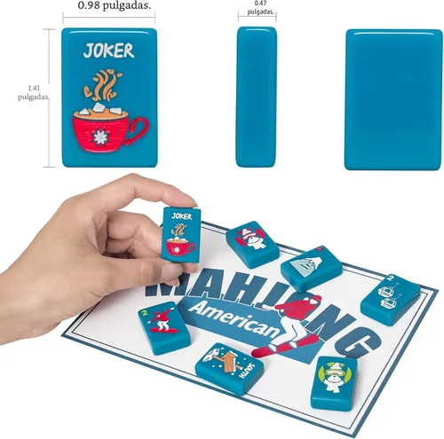 Vista 3 de Jongyance American Mahjong - Juego de fichas con bolsa de transporte y accesorios, 160 fichas de Mahjong grabadas en acrílico