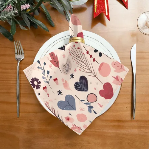 Vista 4 de Burbuja Juego de 6 servilletas de tela de corazón de San Valentín, 20 x 20 pulgadas, lavables, decorativas, para cenas familiares, bodas, fiestas