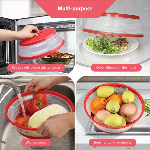 Vista 3 de Gadgetime USA Cubierta plegable para microondas, ventilada, perfecta para usar como cuenco de lavado de alimentos, contenedor de frutas y más