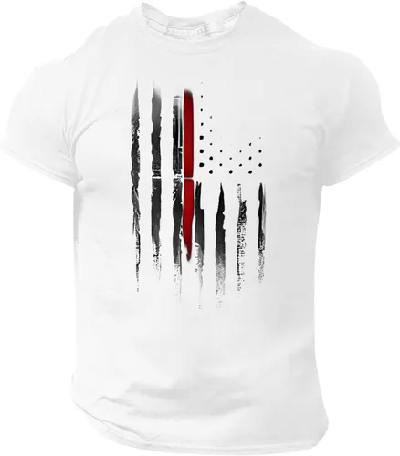 Vista 26 de Camisetas de verano para hombre, estilo casual, ajustado, manga corta, de algodón, patriótica, de Estados Unidos, con bandera americana, camiseta