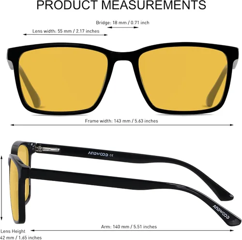 Vista 5 de ANDWOOD Gafas de bloqueo de luz azul para hombres y mujeres, filtro de computadora, marco grande, bloqueador de luz azul, antirayos azules, ligeros