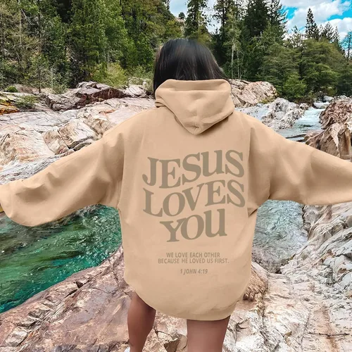 Vista 2 de Jesus Loves You - Sudadera con capucha Christian Jesus Saves Faith para hombre y mujer, ropa de calle, regalo Y2K