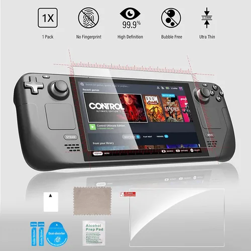 Vista 4 de Protective Case for Steam Deck, with Screen Protector*1 and Thumb Grips*2 pairs, Hosanwell Full Body Silicone Protective Case for Steam Deck, Black