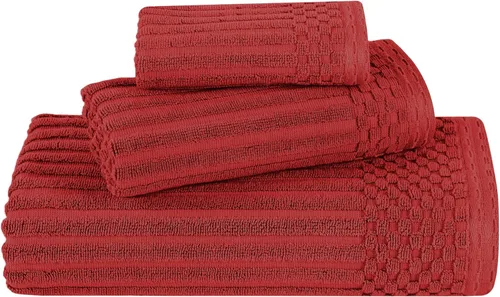 Vista 58 de Superior Juego de 6 toallas de algodón sólido y acanalado, toallas de cara de 13 x 13 pulgadas, toallas de mano de 16 x 28 pulgadas, toallas de baño