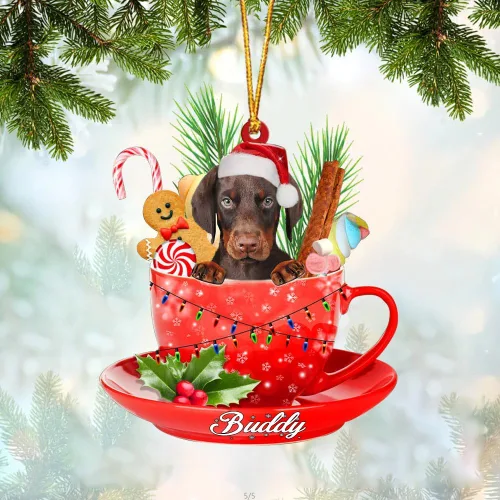 Vista 70 de Alaskan Malamute - Adorno de tetera de perro sentado en una tetera de Navidad, adorno de Navidad con nombre personalizado, adorno de automóvil