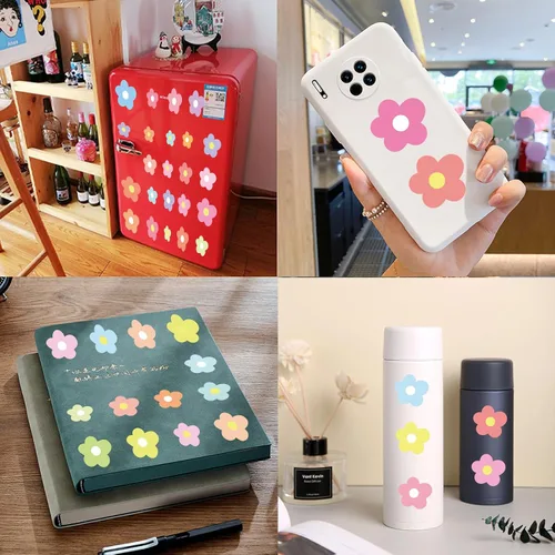 Vista 6 de 60 calcomanías de flores para álbumes de recortes, mini calcomanías con formas de flores para botella de agua, autoadhesivas, manualidades