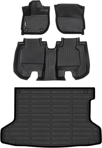 Vista 65 de Alfombrillas para todo tipo de clima y forro de carga para Volkswagen Atlas 2018-2026 (asientos de 6 pasajeros), juego completo de 3 filas