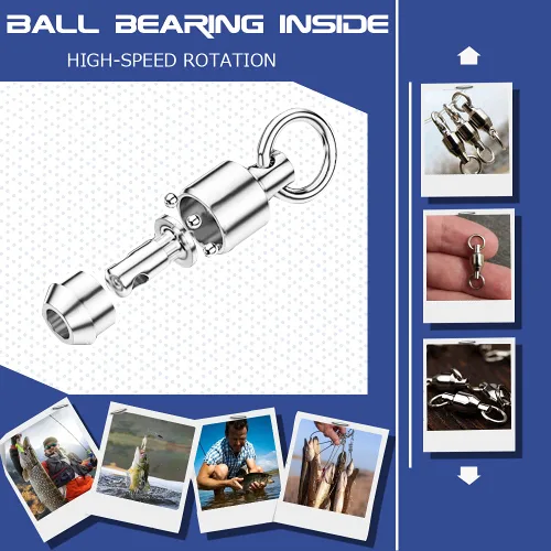 Vista 5 de AMYSPORTS Rodamientos de bolas de pesca giratorios de acero inoxidable de alta resistencia, rodamientos giratorios de pesca de barril de pesca